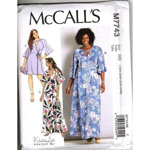McCalls M7743 Womens 26W to 32W Khaliah Ali Dresses Uncut Sewing Pattern